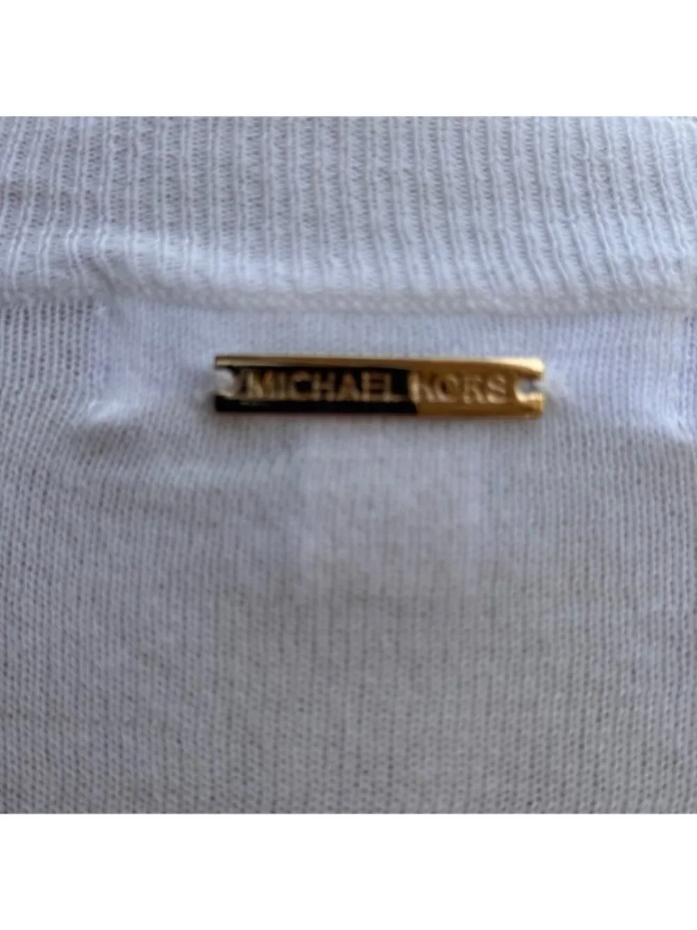 Michael Kors Womens V-Neck Knit Sweater White Medium Cotton Blend Pre-Owned